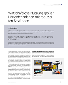 Wirtschaftliche Nutzung großer Härteofenanlagen mit reduzierten Beständen