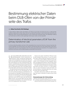 Bestimmung elektrischer Daten beim DLB-Ofen von der Primärseite des Trafos