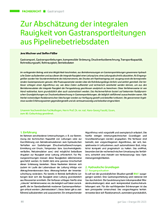 Zur Abschätzung der integralen Rauigkeit von Gastransportleitungen aus Pipelinebetriebsdaten
