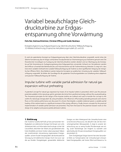 Variabel beaufschlagte Gleichdruckturbine zur Erdgasentspannung ohne Vorwärmung