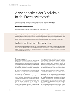 Anwendbarkeit der Blockchain in der Energiewirtschaft
