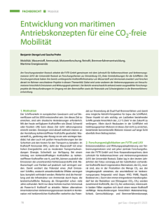 Entwicklung von maritimen Antriebskonzepten für eine CO2-freie Mobilität