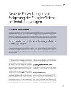 Neueste Entwicklungen zur Steigerung der Energieeffizienz bei Induktionsanlagen