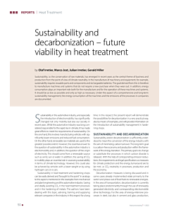 Sustainability and decarbonization – future viability in heat treatment