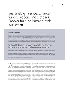 Sustainable Finance: Chancen für die Gießerei-Industrie als Enabler für eine klimaneutrale Wirtschaft
