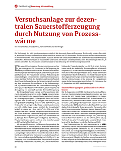 Versuchsanlage zur dezentralen Sauerstofferzeugung durch Nutzung von Prozesswärme