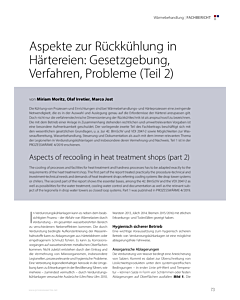 Aspekte zur Rückkühlung in Härtereien: Gesetzgebung, Verfahren, Probleme (Teil 2)