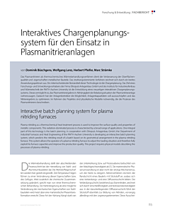 Interaktives Chargenplanungssystem für den Einsatz in Plasmanitrieranlagen