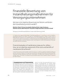 Finanzielle Bewertung von Instandhaltungsmaßnahmen für Versorgungsunternehmen