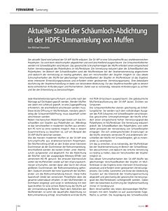 Aktueller Stand der Schäumloch-Abdichtung in der HDPE-Ummantelung von Muffen