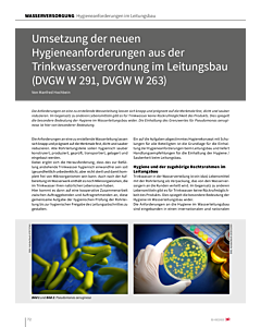Umsetzung der neuen Hygieneanforderungen aus der Trinkwasserverordnung im Leitungsbau (DVGW W 291, DVGW W 263)