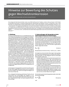 Hinweise zur Bewertung des Schutzes gegen Wechselstromkorrosion
