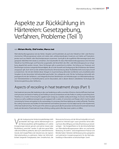 Aspekte zur Rückkühlung in Härtereien: Gesetzgebung, Verfahren, Probleme (Teil 1)