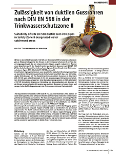 Zulässigkeit von duktilen Gussrohren nach DIN EN 598 in der Trinkwasserschutzzone II