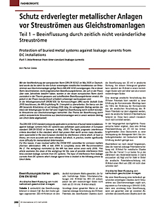 Schutz erdverlegter metallischer Anlagen vor Streuströmen aus Gleichstromanlagen - Teil 1