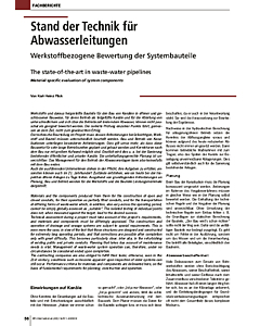 Stand der Technik für Abwasserleitungen<br> Werkstoffbezogene Bewertung der Systembauteile