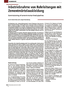 Inbetriebnahme von Rohrleitungen mit Zementmörtelauskleidung