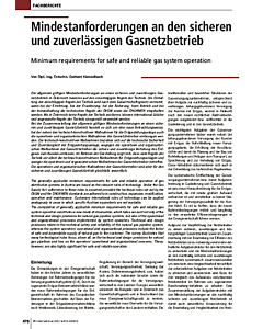 Mindestanforderungen an den sicheren und zuverlässigen Gasnetzbetrieb