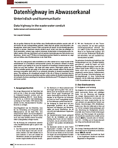 Datenhighway im Abwasserkanal. Unterirdisch und kommunikativ