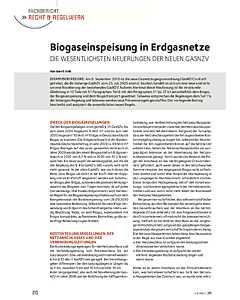 Biogaseinspeisung in Erdgasnetze