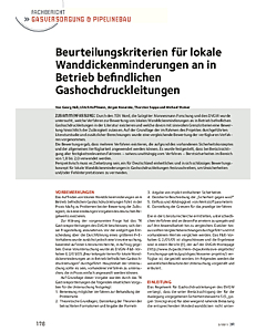 Beurteilungskriterien für lokale Wanddickenminderungen an in Betrieb befindlichen Gashochdruckleitungen