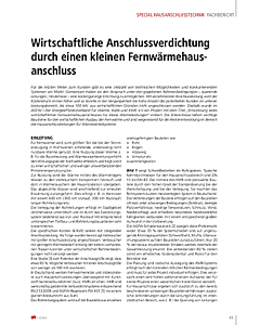 Wirtschaftliche Anschlussverdichtung durch einen kleinen Fernwärmehausanschluss