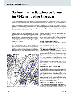 Sanierung einer Hauptwasserleitung im PE-Relining ohne Ringraum