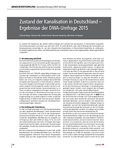 Zustand der Kanalisation in Deutschland – Ergebnisse der DWA-Umfrage 2015