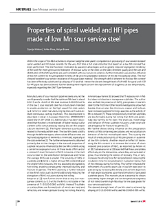 Properties of spiral welded and HFI pipes made of low Mn sour service steel