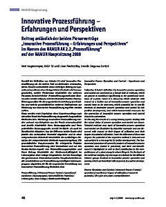 Innovative Prozessführung - Erfahrungen und Perspektiven