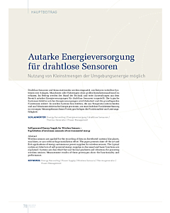 Autarke Energieversorgung für drahtlose Sensoren
