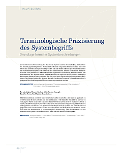 Terminologische Präzisierung des Systembegriffs