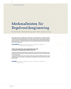 Merkmalleisten für Regelventilengineering