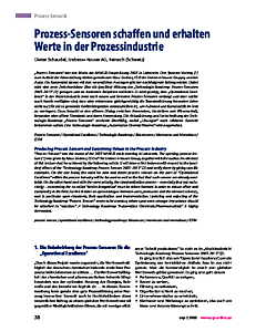Prozess-Sensoren schaffen und erhalten Werte in der Prozessindustrie