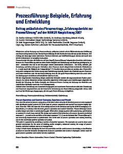 Prozessführung: Beispiele, Erfahrung und Entwicklung