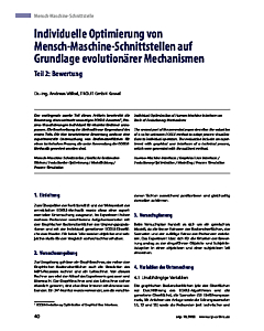 Individuelle Optimierung von Mensch-Maschine-Schnittstellen auf Grundlage evolutionärer Mechanismen
