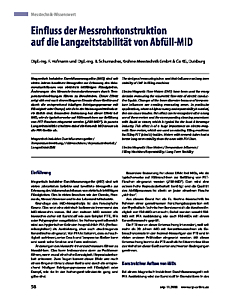 Einfluss der Messrohrkonstruktion auf die Langzeitstabilität von Abfüll-MID