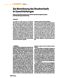 Zur Berechnung des Druckverlaufs in Gasrohrleitungen