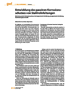 Entwicklung des passiven Korrosionsschutzes von Stahlrohrleitungen