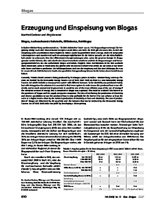 Erzeugung und Einspeisung von Biogas
