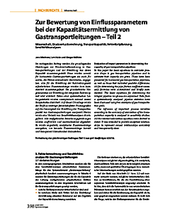 Zur Bewertung von Einflussparametern bei der Kapazitätsermittlung von Gastransportleitungen - Teil 2