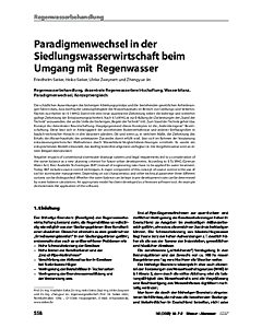 Paradigmenwechsel in der Siedlungswasserwirtschaft beim Umgang mit Regenwasser