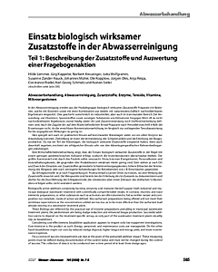 Einsatz biologisch wirksamer Zusatzstoffe in der Abwasserreinigung