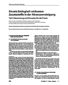 Einsatz biologisch wirksamer Zusatzstoffe in der Abwasserreinigung