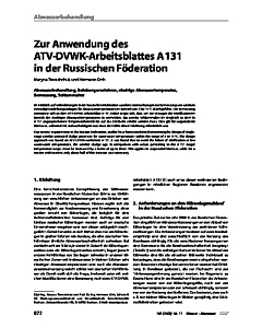 Zur Anwendung des ATV-DVWK-Arbeitsblattes A 131 in der Russischen Föderation
