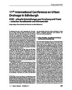 11th International Conference on Urban Drainage in Edinburgh