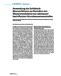 Anwendung des Sohldruck-Messverfahrens zur Korrektur von Wasserstandsdaten aus salzwasser-beeinflussten Grundwassermessstellen
