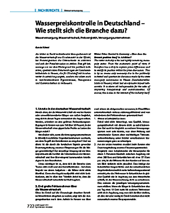 Wasserpreiskontrolle in Deutschland - Wie stellt sich die Branche dazu?