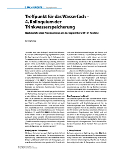 Treffpunkt für das Wasserfach - 4. Kolloquium der Trinkwasserspeicherung