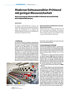 Moderner Kaltwasserzähler-Prüfstand mit geringer Messunsicherheit